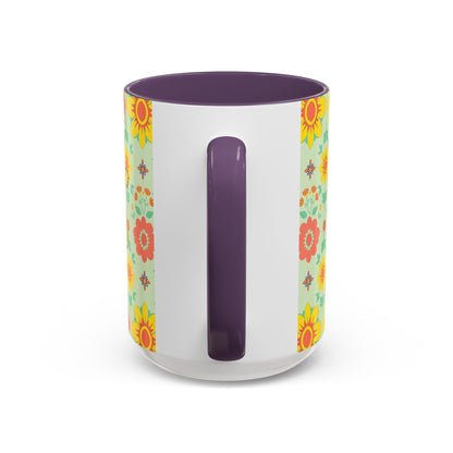Accent Coffee Mug, Leo, Zodiac v2, Flower Pattern, (11, 15oz)