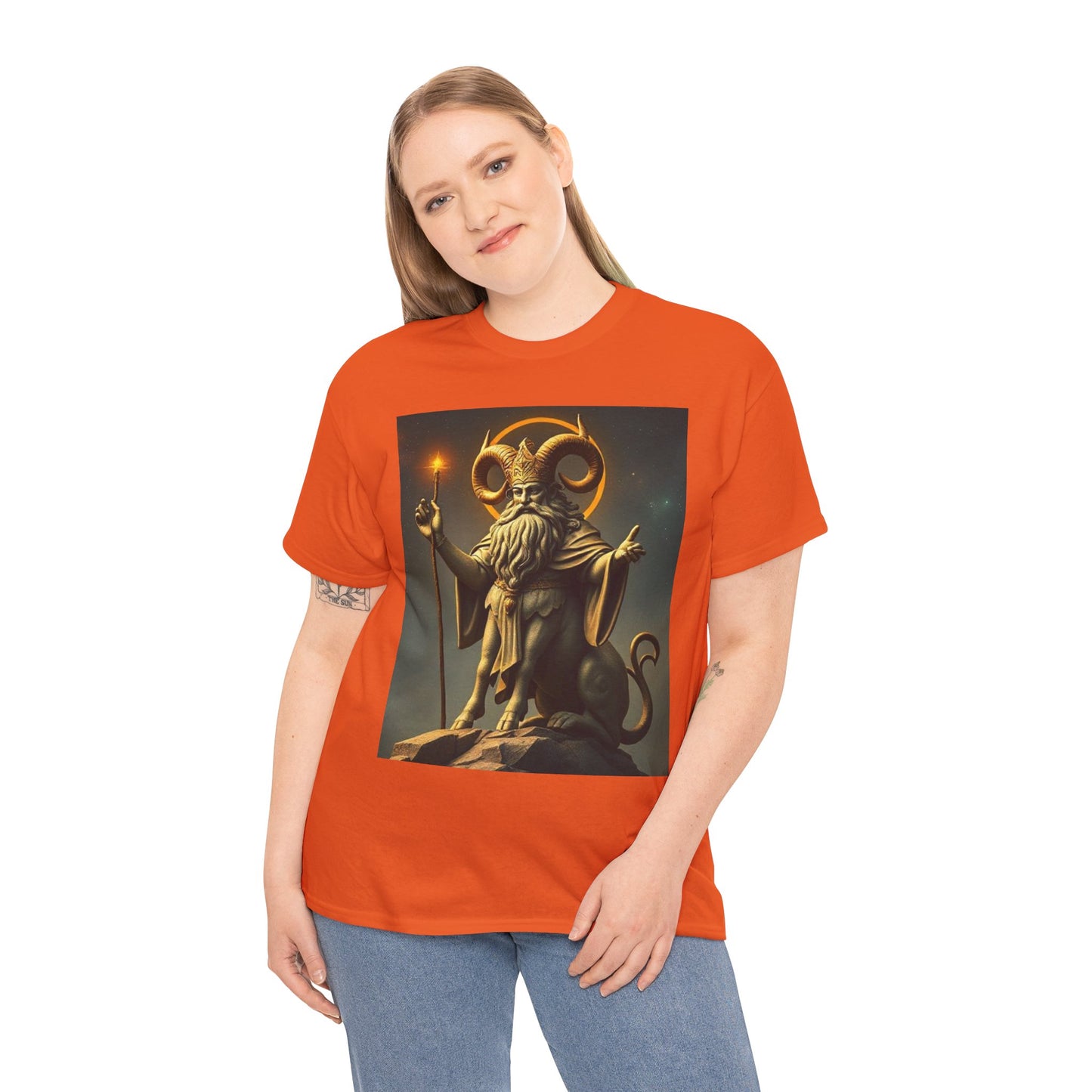 Unisex Heavy Cotton T-Shirt, Taurus God, Zodiac Design