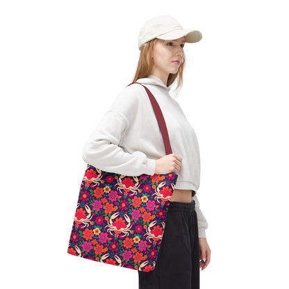 Tote Bag (AOP), Cancer, Zodiac, Flower Pattern