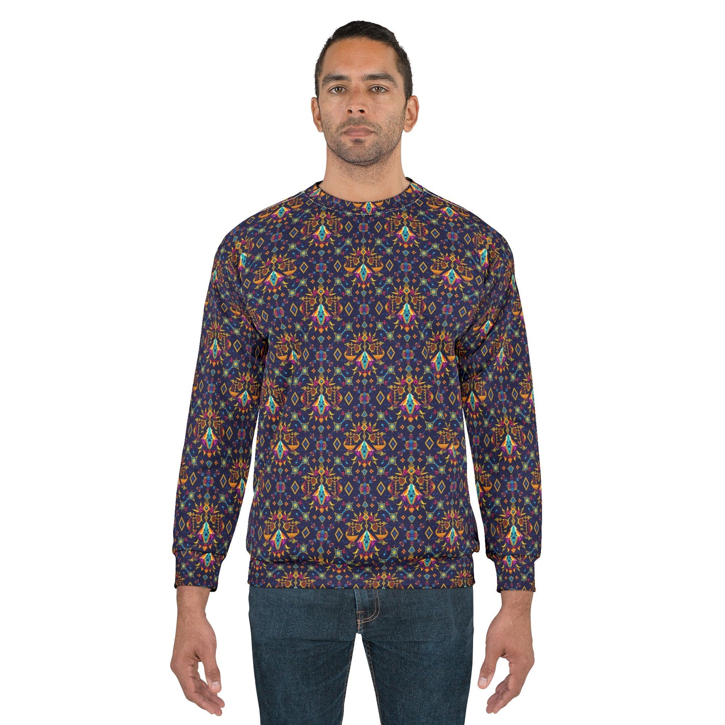Unisex Sweatshirt (AOP), Libra, Zodiac v1, Jewel Pattern