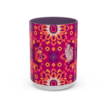 Accent Coffee Mug, Gemini, Zodiac v1, Flower Pattern, (11, 15oz)
