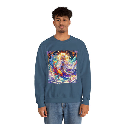 Unisex Heavy Blend™ Crewneck Sweatshirt, Anime Pisces King, Zodiac Design