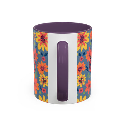 Accent Coffee Mug, Cancer, Zodiac v1, Flower Pattern, (11, 15oz)
