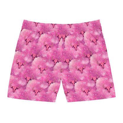 Men's Mid-Length Swim Shorts, (AOP), Taurus, Zodiac, Bubble Pattern