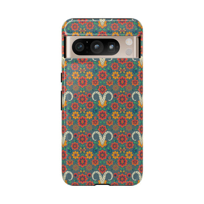 Tough Cases, Aries, Zodiac v3, Flower Pattern