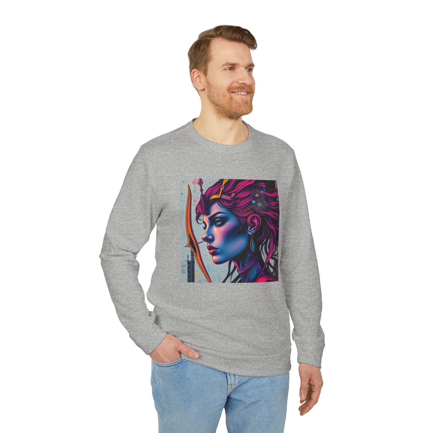 Adidas, Unisex Fleece Crewneck Sweatshirt, Sagittarius, Pop Art v1, Zodiac
