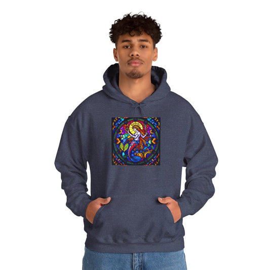 Unisex Heavy Blend™ Hooded Sweatshirt with glass Aquarius zodiac design
