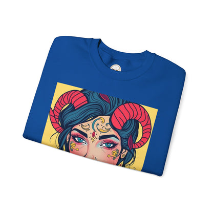 Unisex Heavy Blend™ Crewneck Sweatshirt, Aries, Zodiac v2, Sexy Pattern