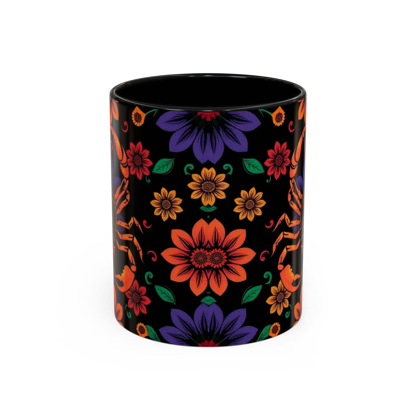 Accent Coffee Mug, Scorpio, Zodiac. Flower Pattern, (11, 15oz)