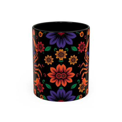Accent Coffee Mug, Scorpio, Zodiac. Flower Pattern, (11, 15oz)