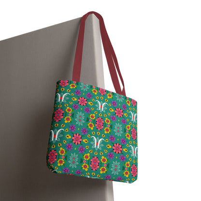 Tote Bag, (AOP), Aquarius, Zodiac v2, Flower Pattern