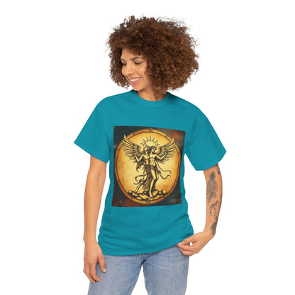 Unisex Heavy Cotton T-Shirt, Twin Angel v1, Gemini Zodiac Design
