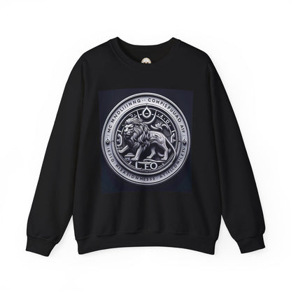 Unisex Heavy Blend™ Crewneck Sweatshirt, Lion Coin, Leo Zodiac Design