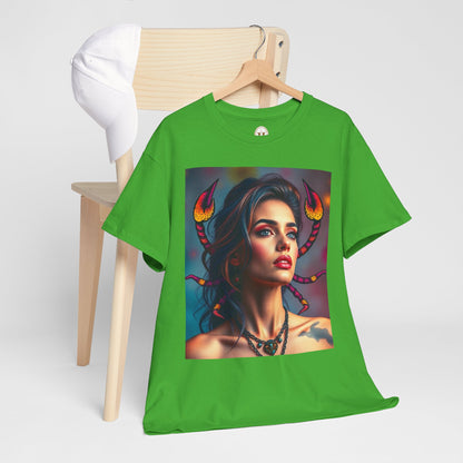 Unisex Heavy Cotton T-Shirt, Scorpio, Zodiac v2, Sexy Art