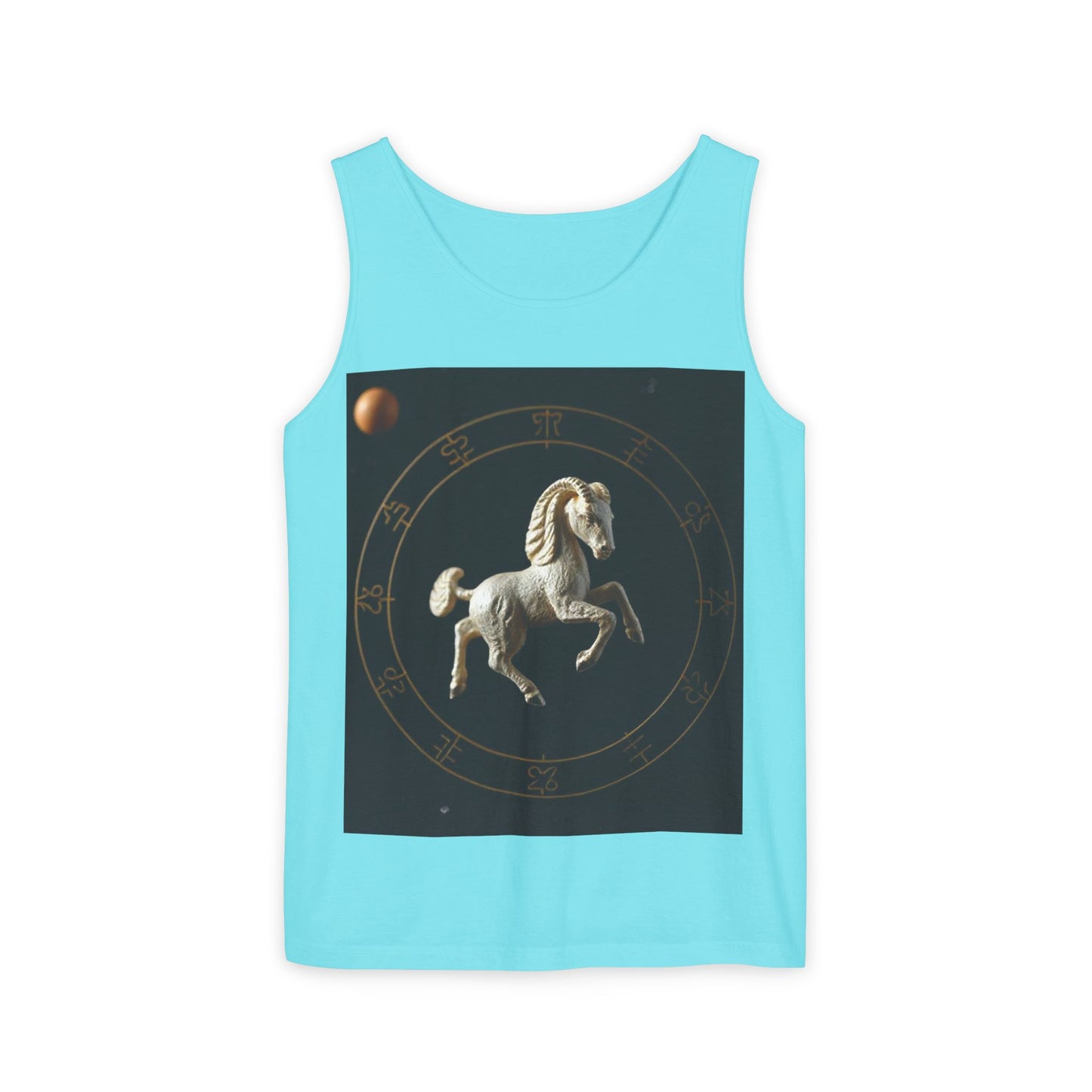 Unisex Garment-Dyed, Tank Top, Capricorn Design, Space Animal, 100% US cotton