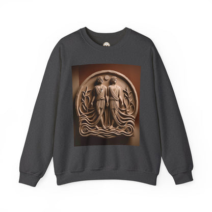 Unisex Heavy Blend™ Crewneck Sweatshirt, Stone Twins, Gemini Zodiac Design