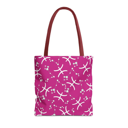 Tote Bag, Pisces Zodiac Sign, AOP, (Pink, White)