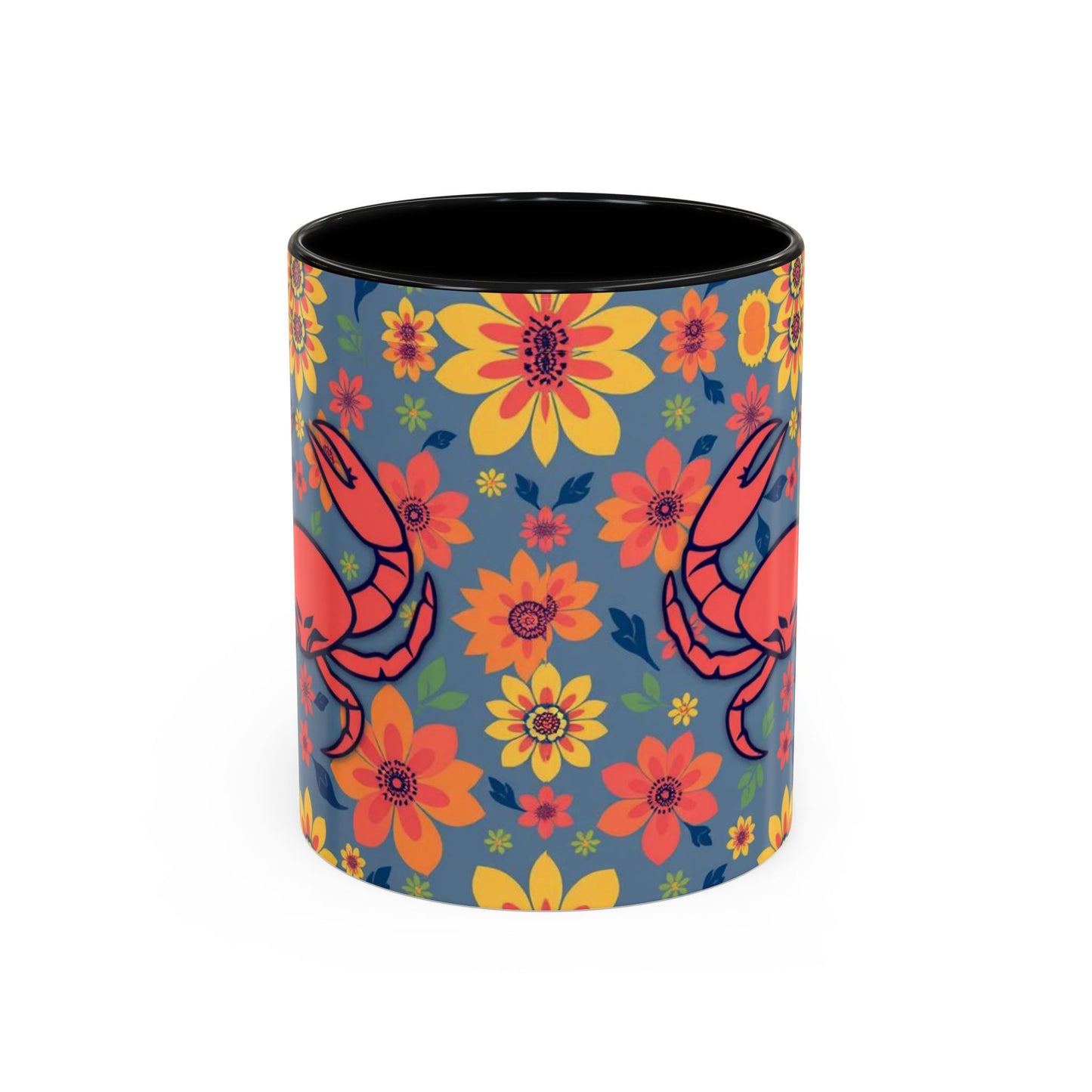 Accent Coffee Mug, Cancer, Zodiac v1, Flower Pattern, (11, 15oz)