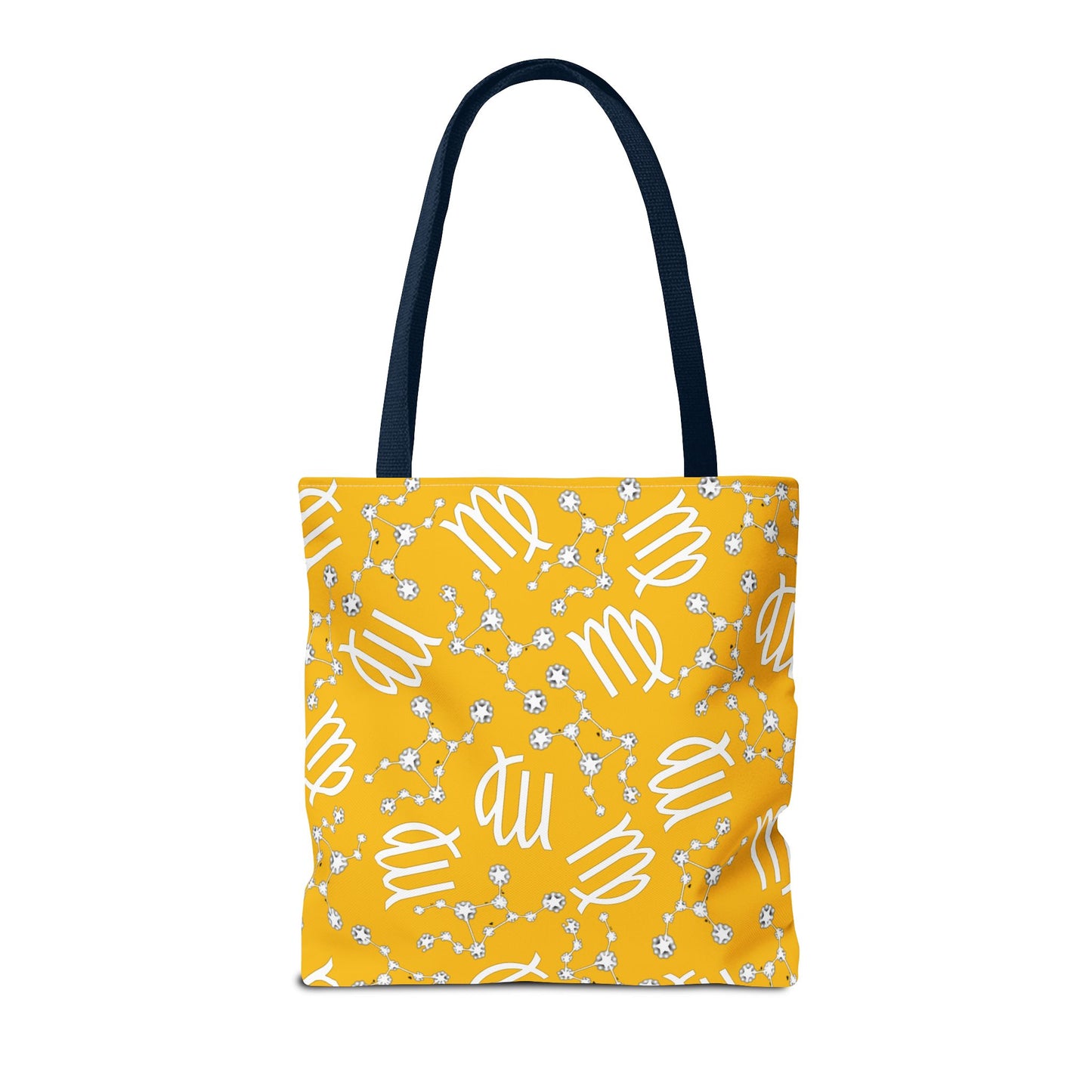 Tote Bag, Virgo Zodiac Sign, AOP, (Yellow White)