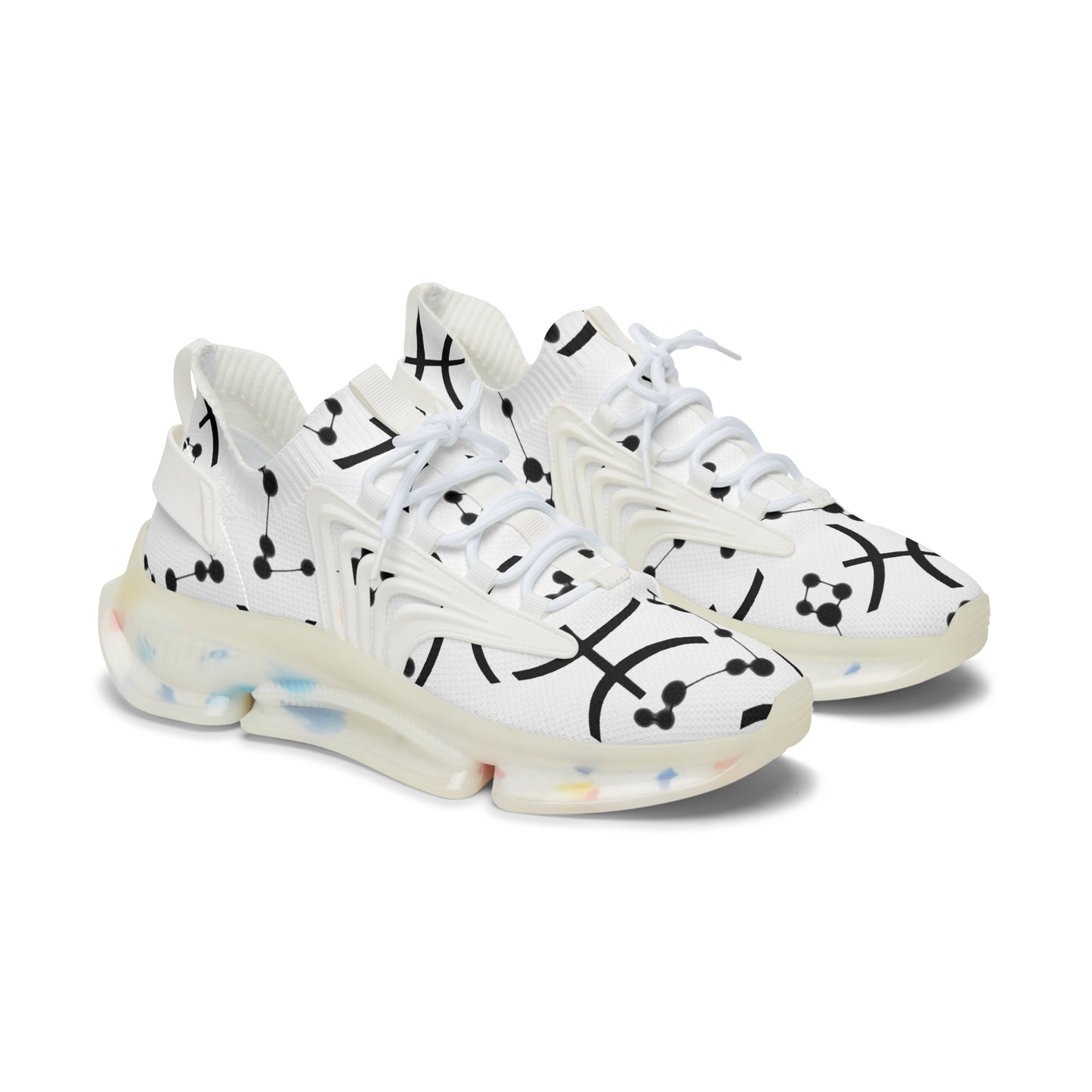 Women's Mesh Sneakers, Constellation & Symbol, Pisces Zodiac Sign, AOP