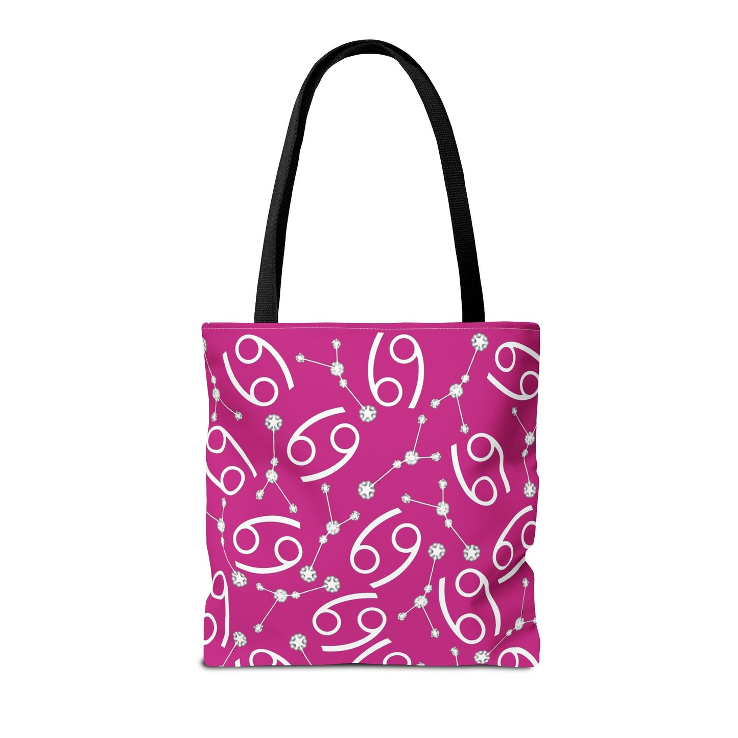 Tote Bag, Cancer Zodiac Sign, AOP, (Pink, White)