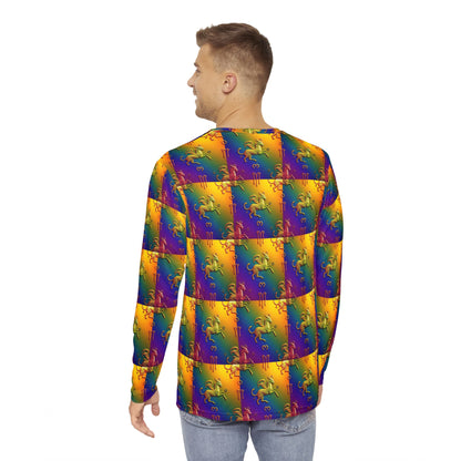 Men's Long Sleeve Shirt, (AOP), Virgo, Zodiac v4, Pattern
