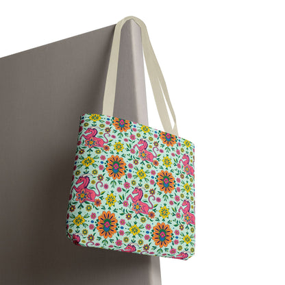Tote Bag, (AOP), Aquarius, Zodiac v6, Flower Pattern