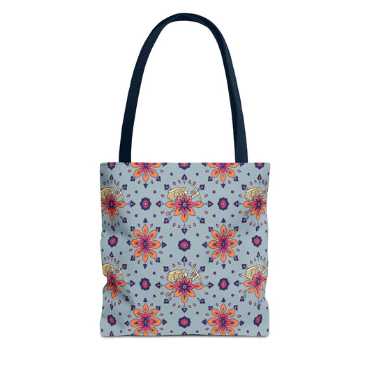 Tote Bag, (AOP), Sagittarius, Zodiac v1, Flower Pattern