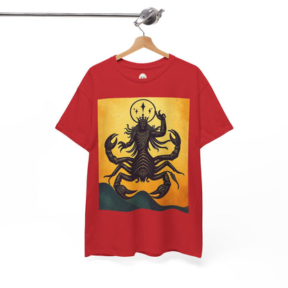 Unisex Heavy Cotton T-Shirt, Scorpion King, Print Art v1, Scorpio Zodiac Design