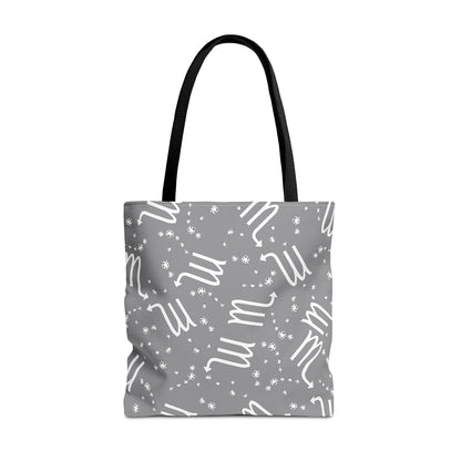 Tote Bag, Scorpio Zodiac Sign, AOP, (Grey, White)