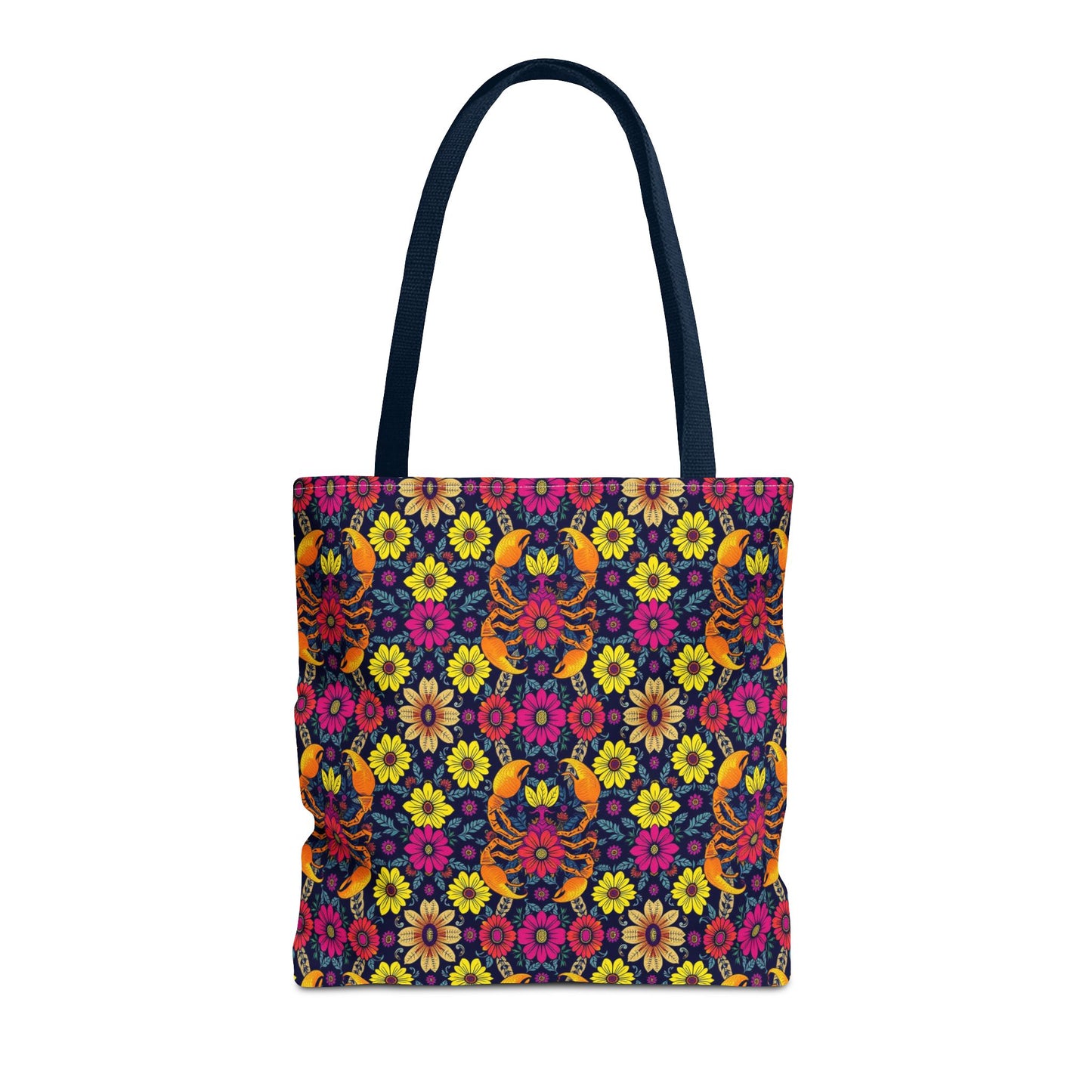 Tote Bag, (AOP), Scorpio, Zodiac v1, Flower Pattern