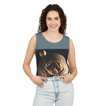 Unisex Garment-Dyed, Tank Top, Cancer Design, Planet Crab v1, 100% US cotton