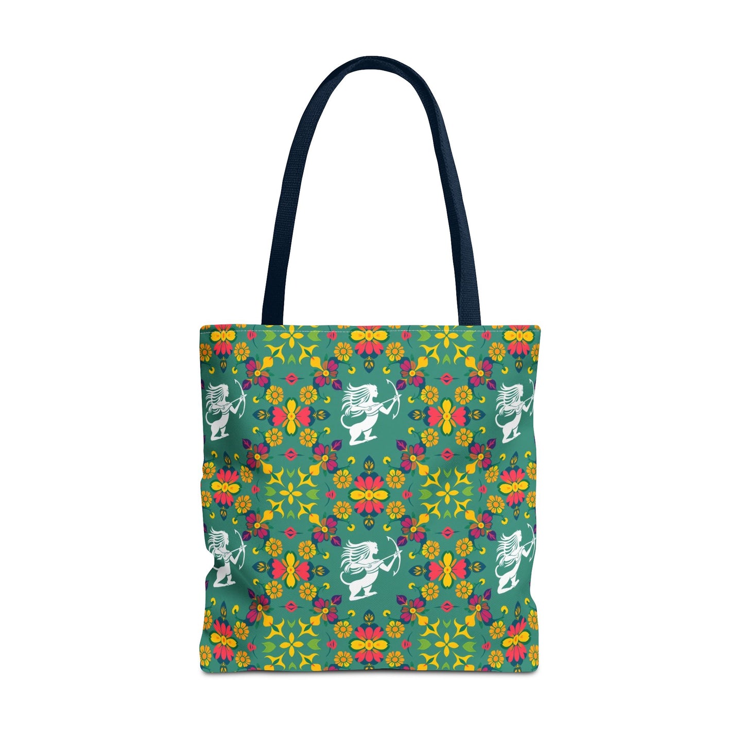 Tote Bag, (AOP), Sagittarius, Zodiac v6, Flower Pattern