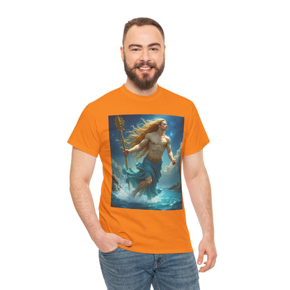 Unisex Heavy Cotton T-Shirt, Realistic, Aquarius Zodiac Design