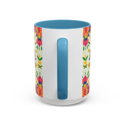 Accent Coffee Mug, Cancer, Zodiac v3, Flower Pattern, (11, 15oz)