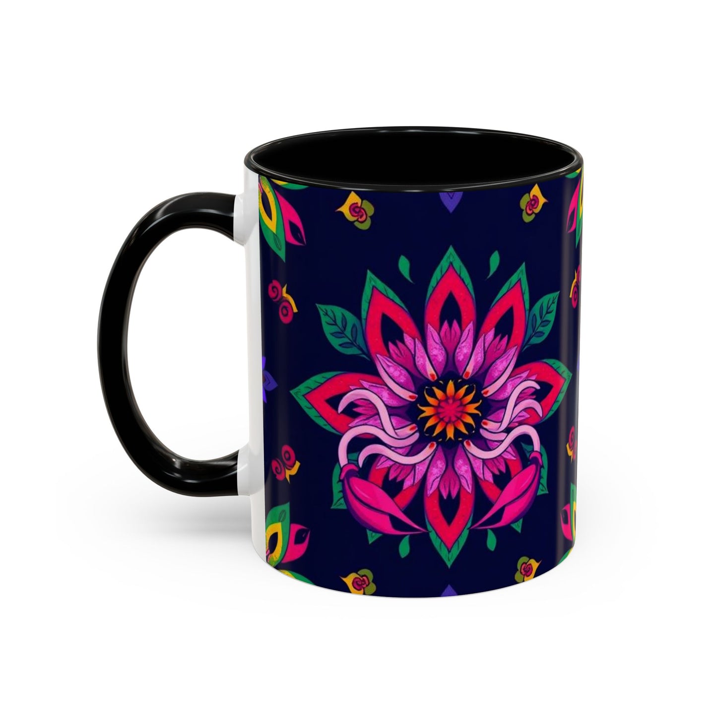 Accent Coffee Mug, Scorpio, Zodiac v4. Flower Pattern, (11, 15oz)