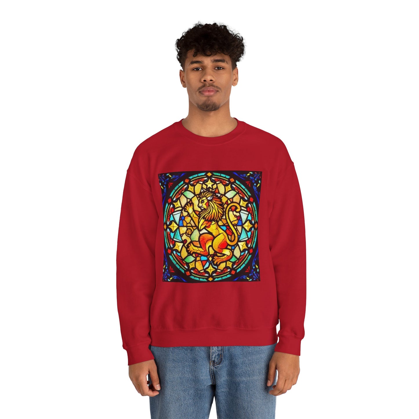 Unisex Heavy Blend™ Crewneck Sweatshirt, Glass 1, Leo Zodiac Design