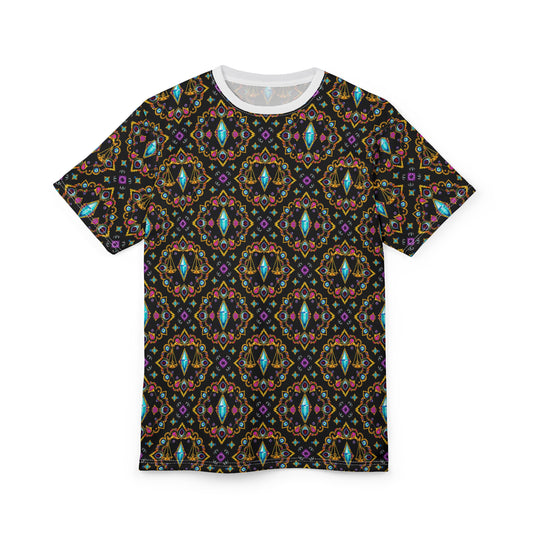 Unisex Cut & Sew T-Shirt, (AOP), Libra, Zodiac v1, Jewels Pattern