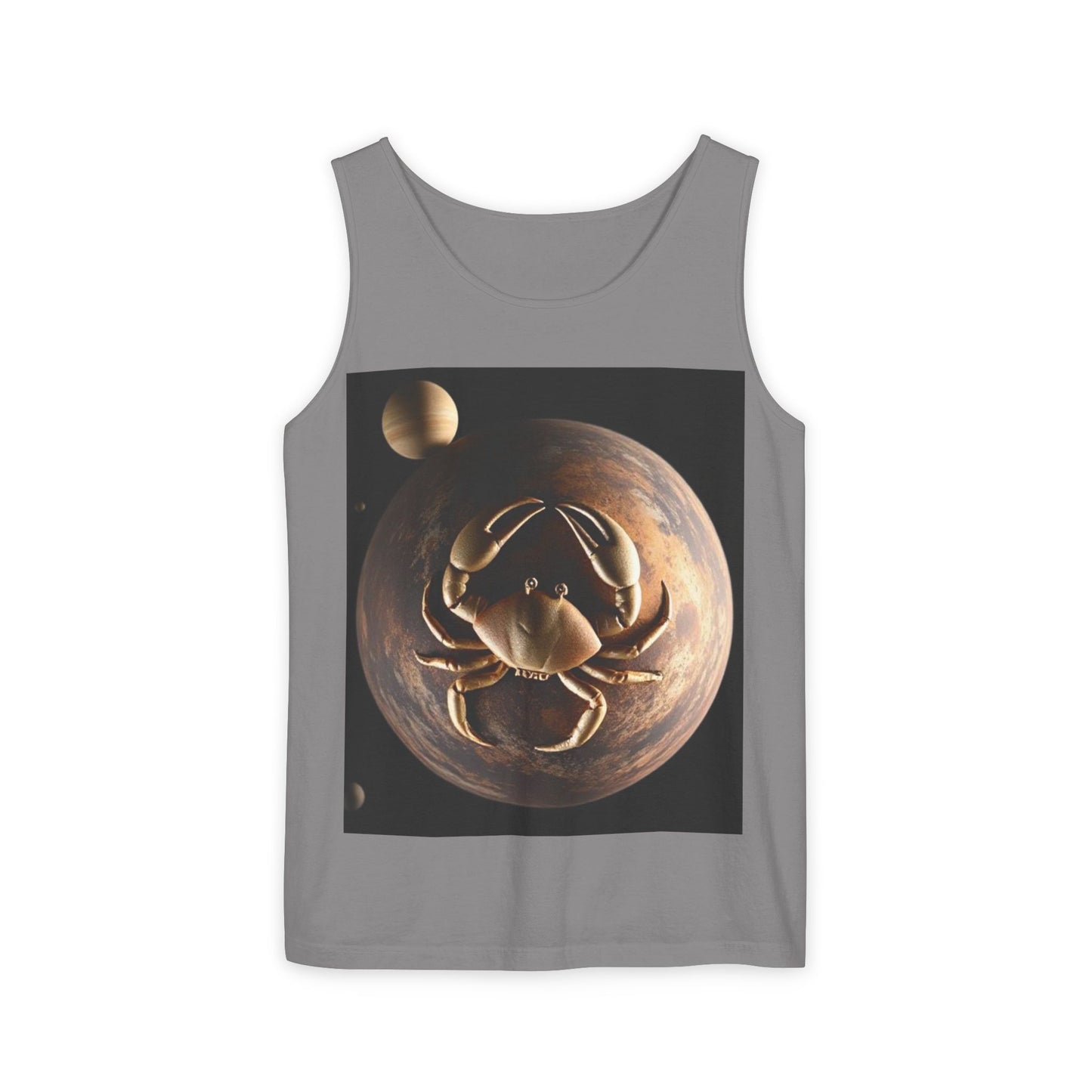 Unisex Garment-Dyed, Tank Top, Cancer Design, Planet Crab v1, 100% US cotton