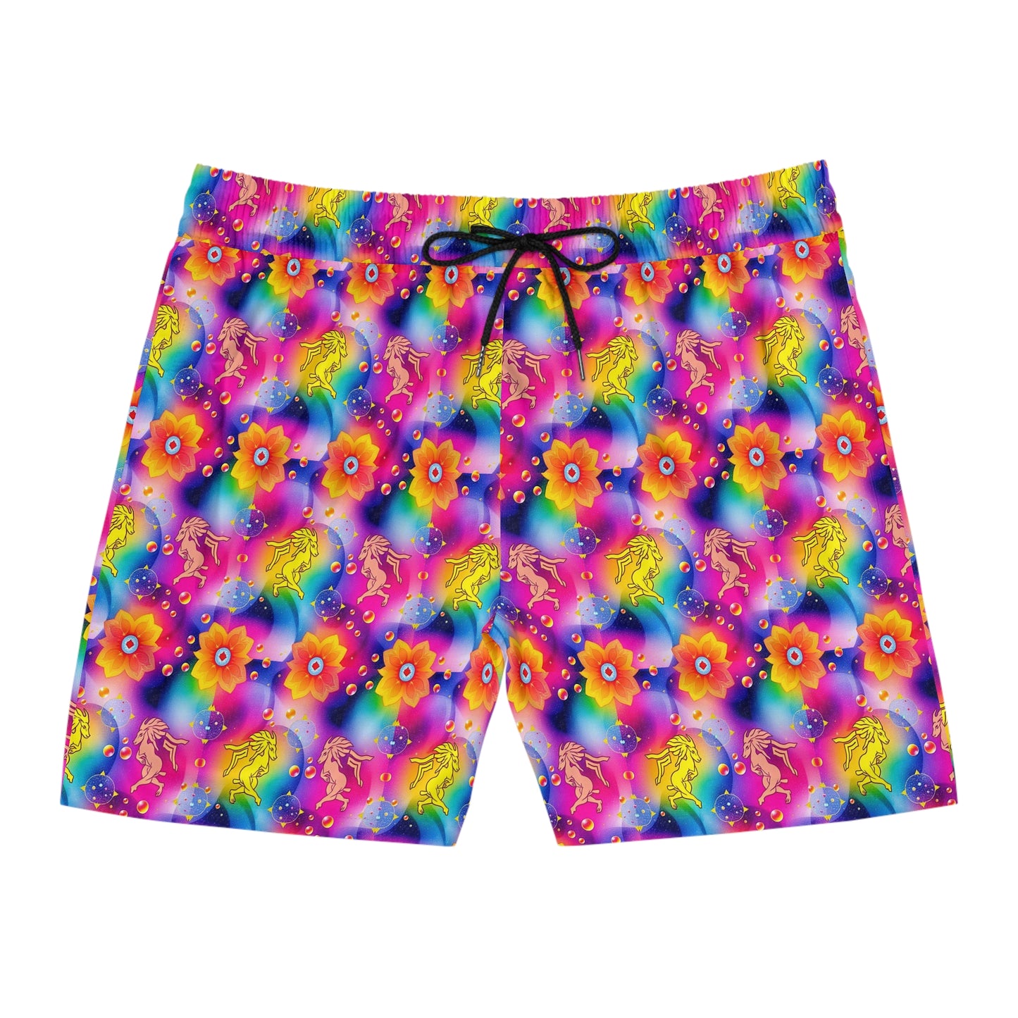 Men's Mid-Length Swim Shorts, (AOP), Gemini, Zodiac v1, Bubble Pattern