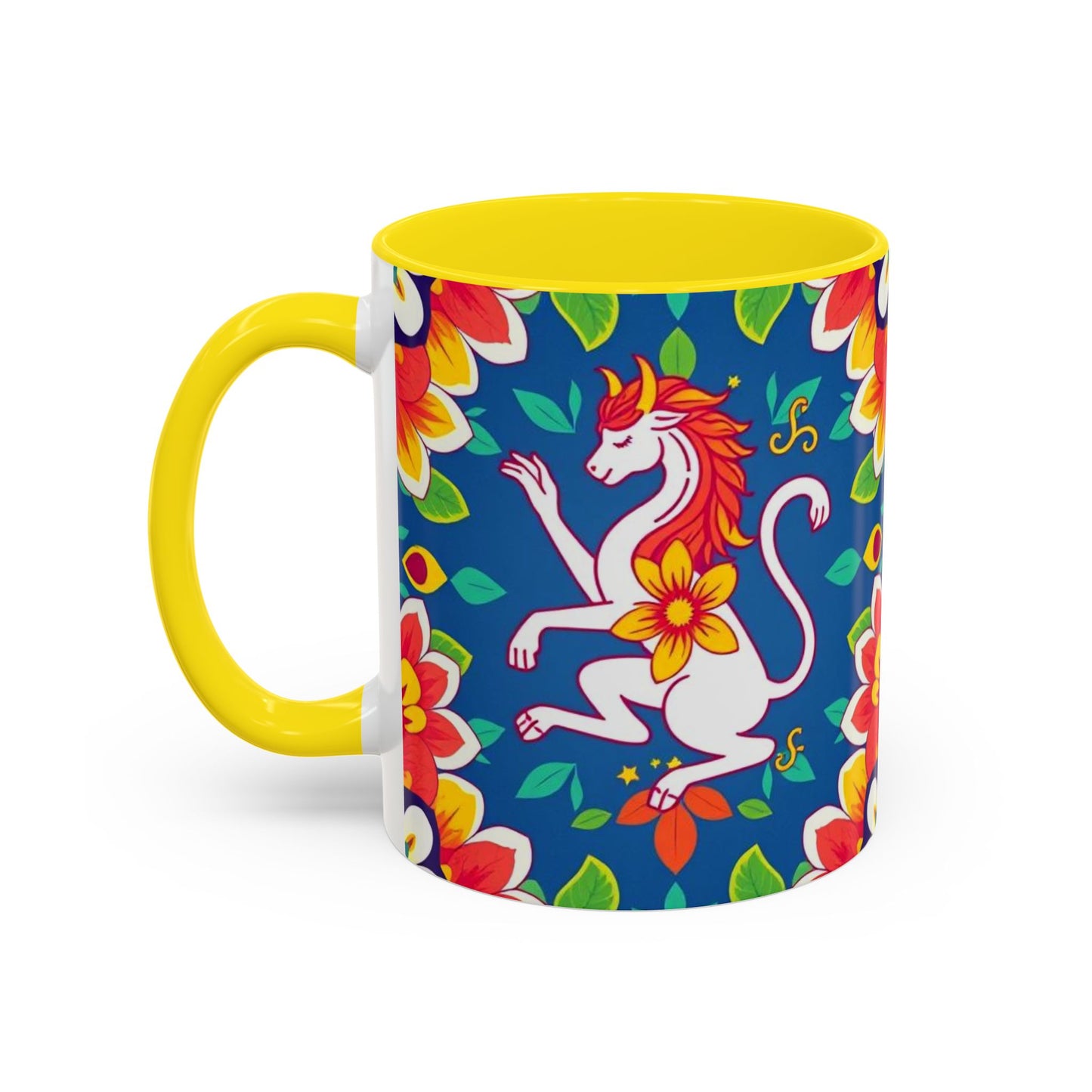 Accent Coffee Mug, Virgo, Zodiac v3. Flower Pattern, (11, 15oz)