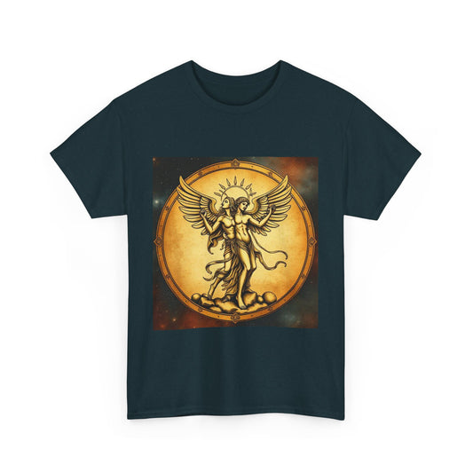 Unisex Heavy Cotton T-Shirt, Angel Twin, Gemini Zodiac Design