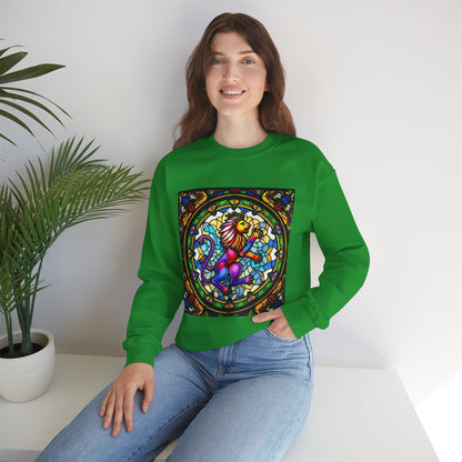 Unisex Heavy Blend™ Crewneck Sweatshirt, Glass, Leo Zodiac Design