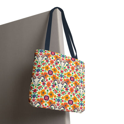 Tote Bag, (AOP), Aries, Zodiac v2, Flower Pattern
