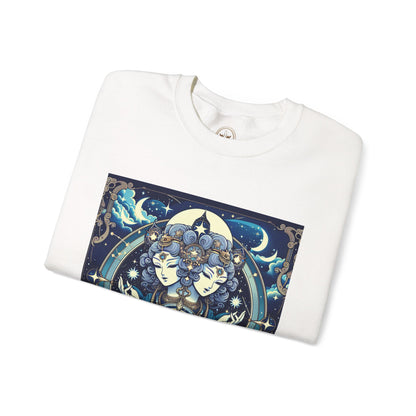 Unisex Heavy Blend™ Crewneck Sweatshirt,Twin Body, Gemini Zodiac Design