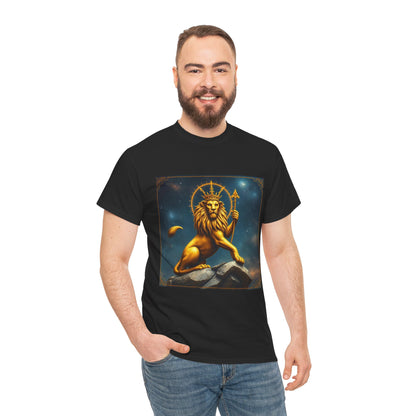 Unisex Heavy Cotton T-Shirt, King of Lions, Leo Zodiac Design