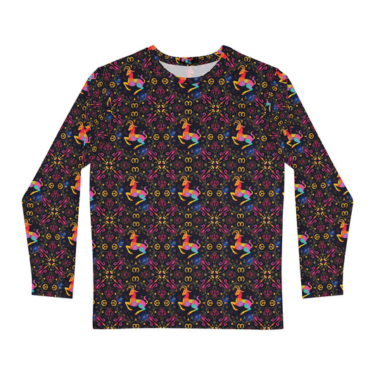 Men's Long Sleeve Shirt, (AOP), Capricorn, Zodiac v2, Pattern