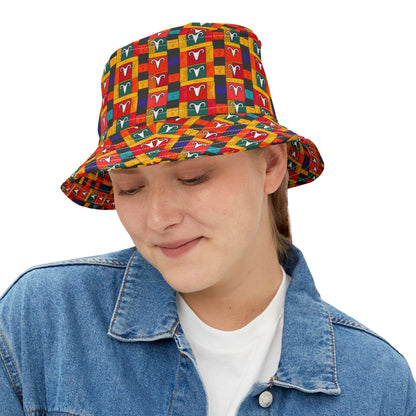 Bucket Hat, (AOP), Aries, Zodiac v1, Shape Pattern