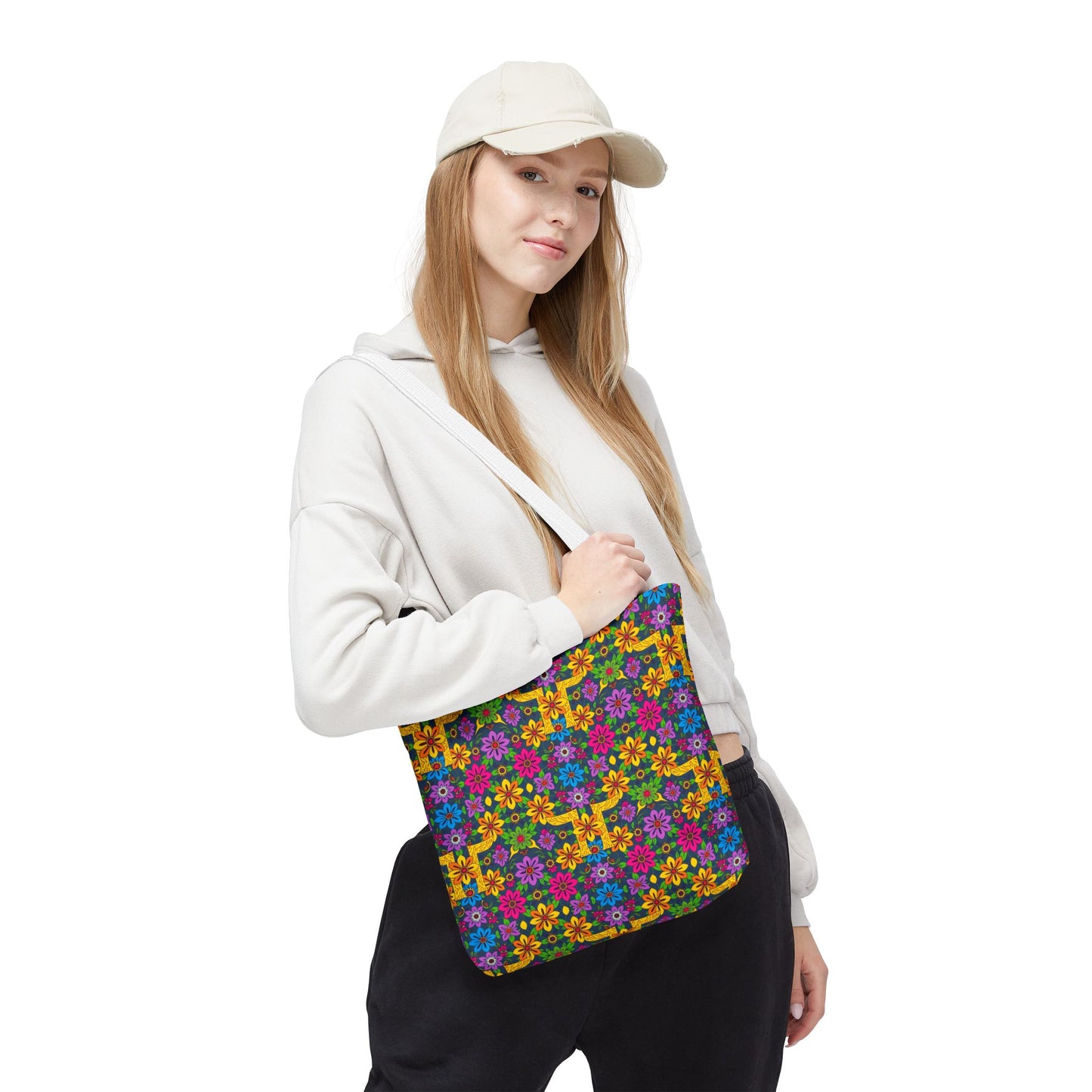 Tote Bag, (AOP), Gemini, Zodiac v2, Flower Pattern