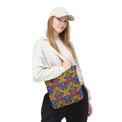 Tote Bag, (AOP), Gemini, Zodiac v2, Flower Pattern
